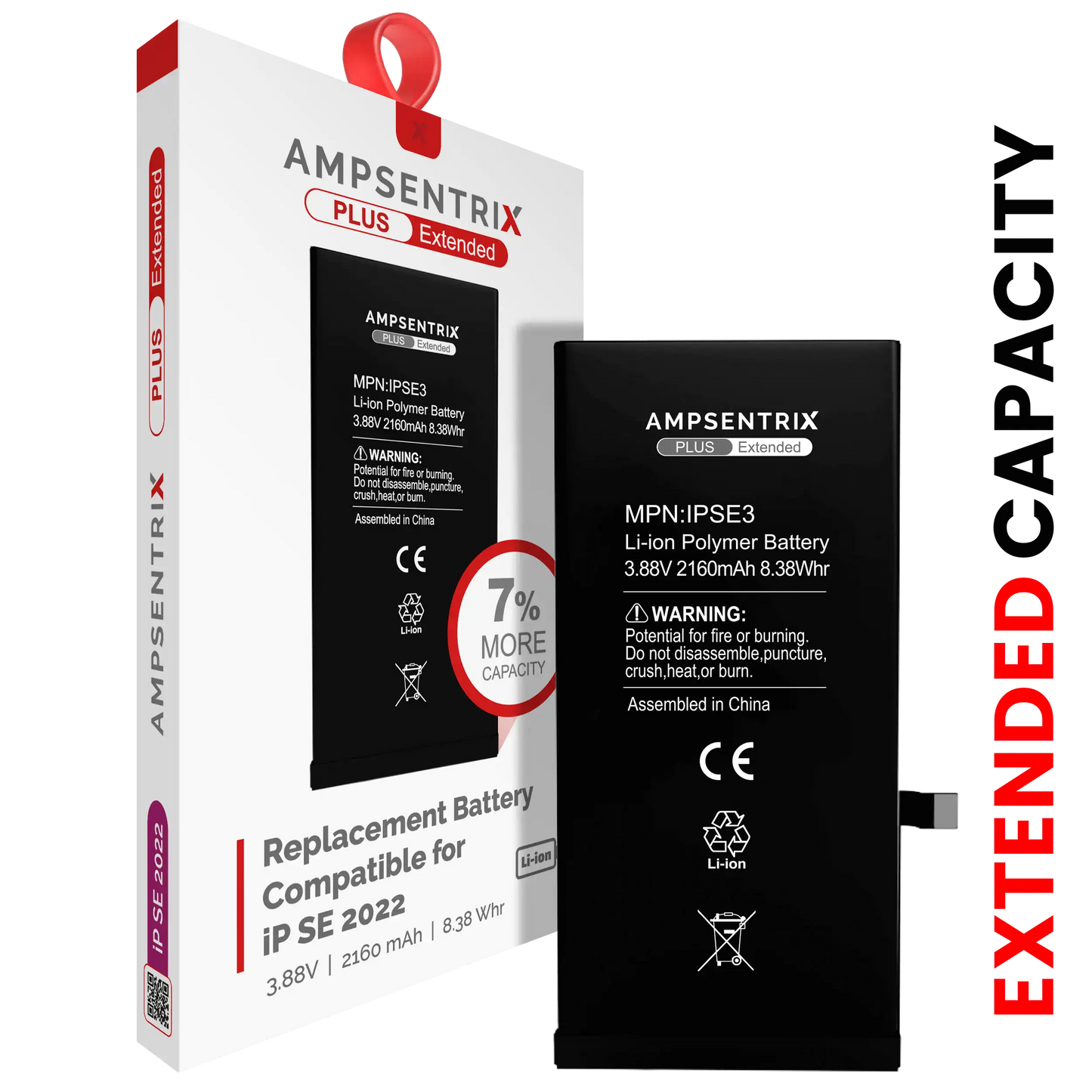 Replacement Battery For iPhone SE (2022) (AmpSentrix) (Plus) (Extended)