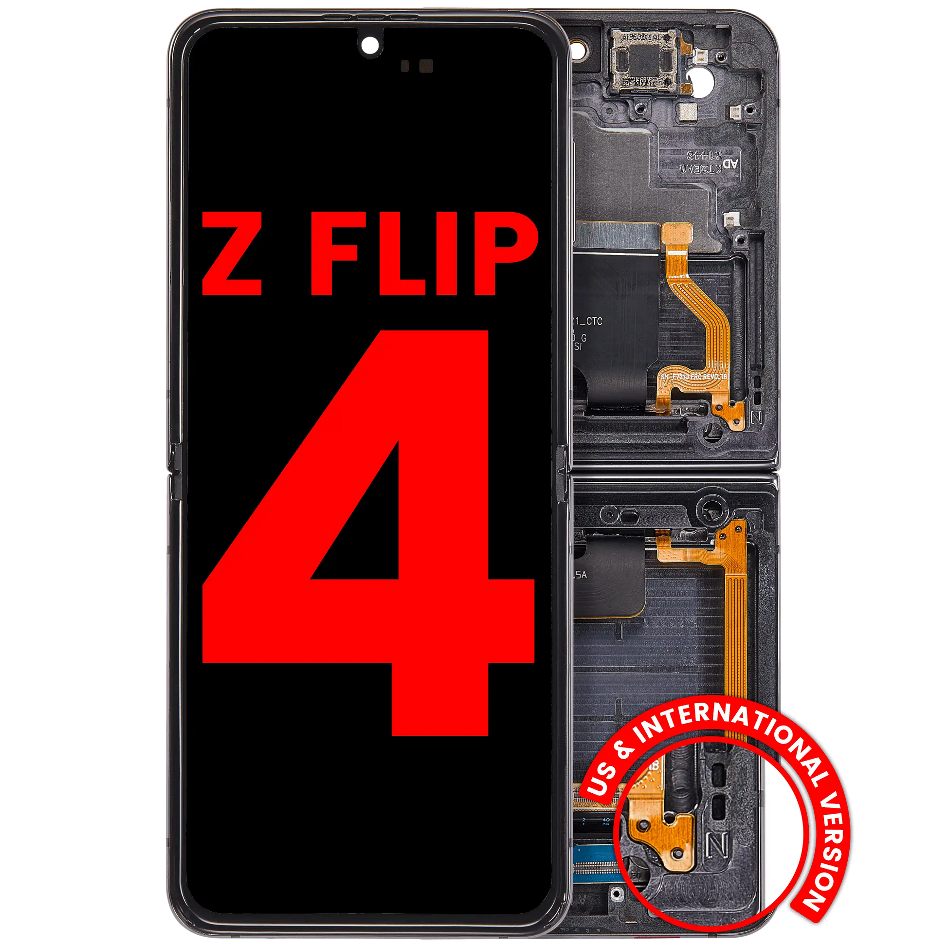 Buy Inner OLED Assembly With Frame Compatible For Samsung Galaxy Z Flip 4 5G (F721) (US & International Version) (Aftermarket Plus) (Graphite) - High Quality Replacement Part - View 1 | TechDrip Canada