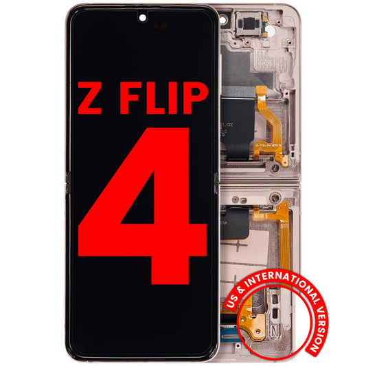 Buy Inner OLED Assembly With Frame Compatible For Samsung Galaxy Z Flip 4 5G (F721) (US & International Version) (Aftermarket Plus) (Pink Gold) - High Quality Replacement Part - View 1 | TechDrip Canada
