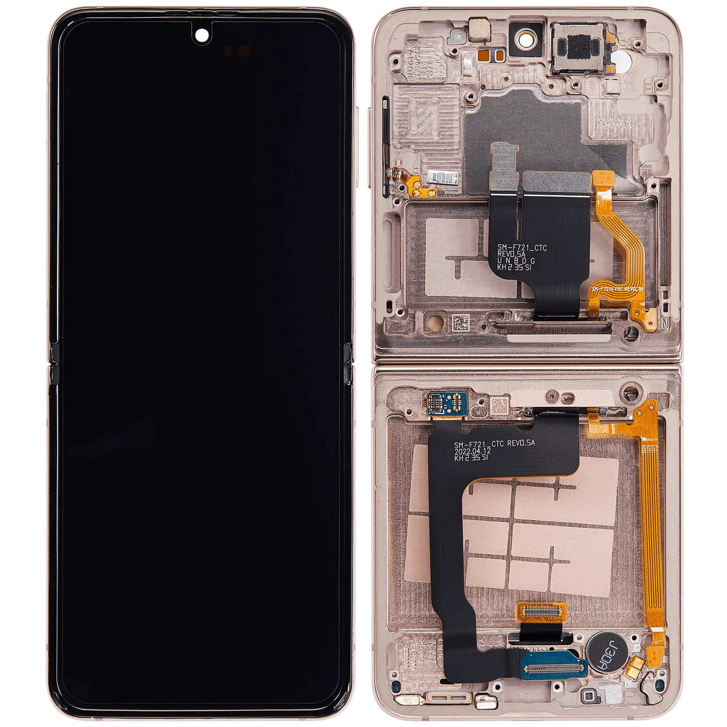 Buy Inner OLED Assembly With Frame Compatible For Samsung Galaxy Z Flip 4 5G (F721) (US & International Version) (Aftermarket Plus) (Pink Gold) - High Quality Replacement Part - View 7 | TechDrip Canada