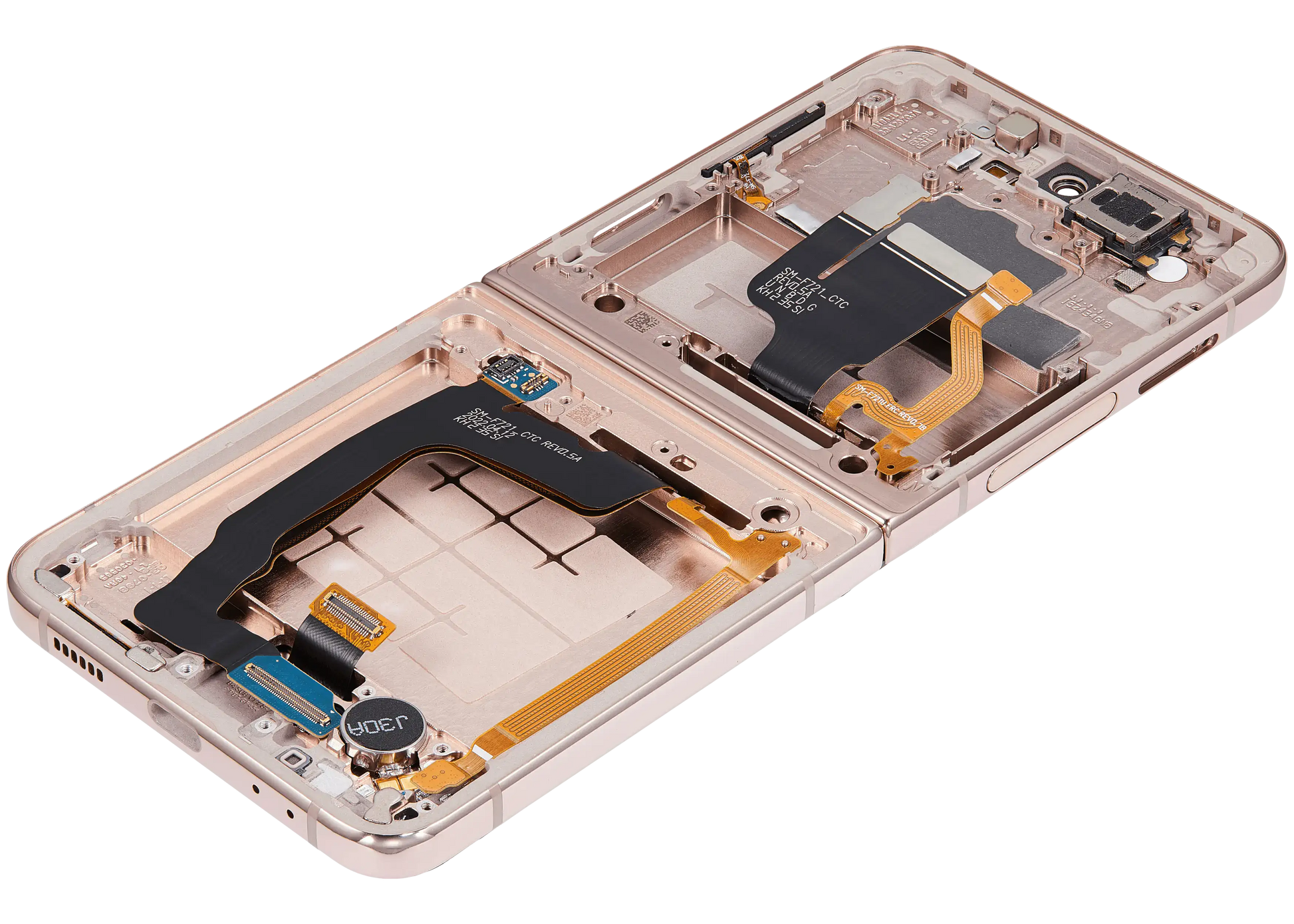 Buy Inner OLED Assembly With Frame Compatible For Samsung Galaxy Z Flip 4 5G (F721) (US & International Version) (Aftermarket Plus) (Pink Gold) - High Quality Replacement Part - View 2 | TechDrip Canada