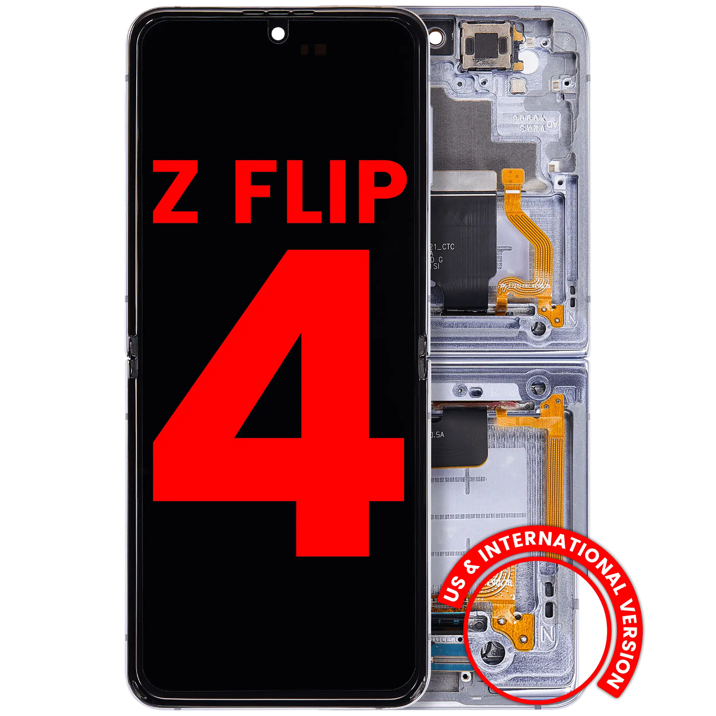 Buy Inner OLED Assembly With Frame Compatible For Samsung Galaxy Z Flip 4 5G (F721) (US & International Version) (Aftermarket Plus) (Blue) - High Quality Replacement Part - View 1 | TechDrip Canada