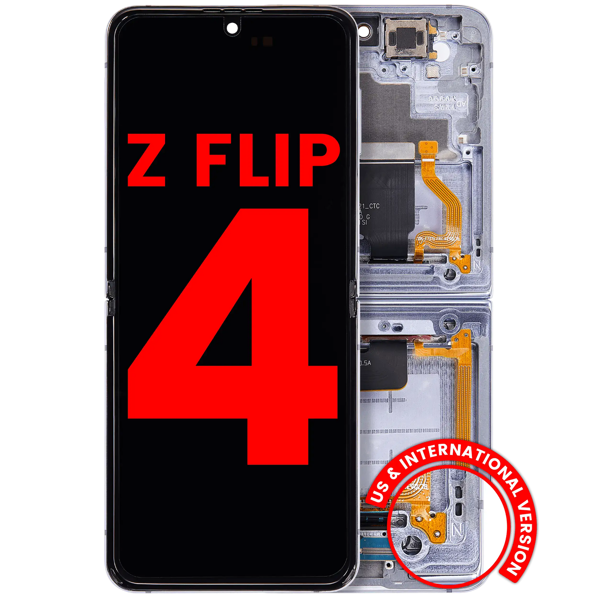 Buy Inner OLED Assembly With Frame Compatible For Samsung Galaxy Z Flip 4 5G (F721) (US & International Version) (Aftermarket Plus) (Blue) - High Quality Replacement Part - View 1 | TechDrip Canada