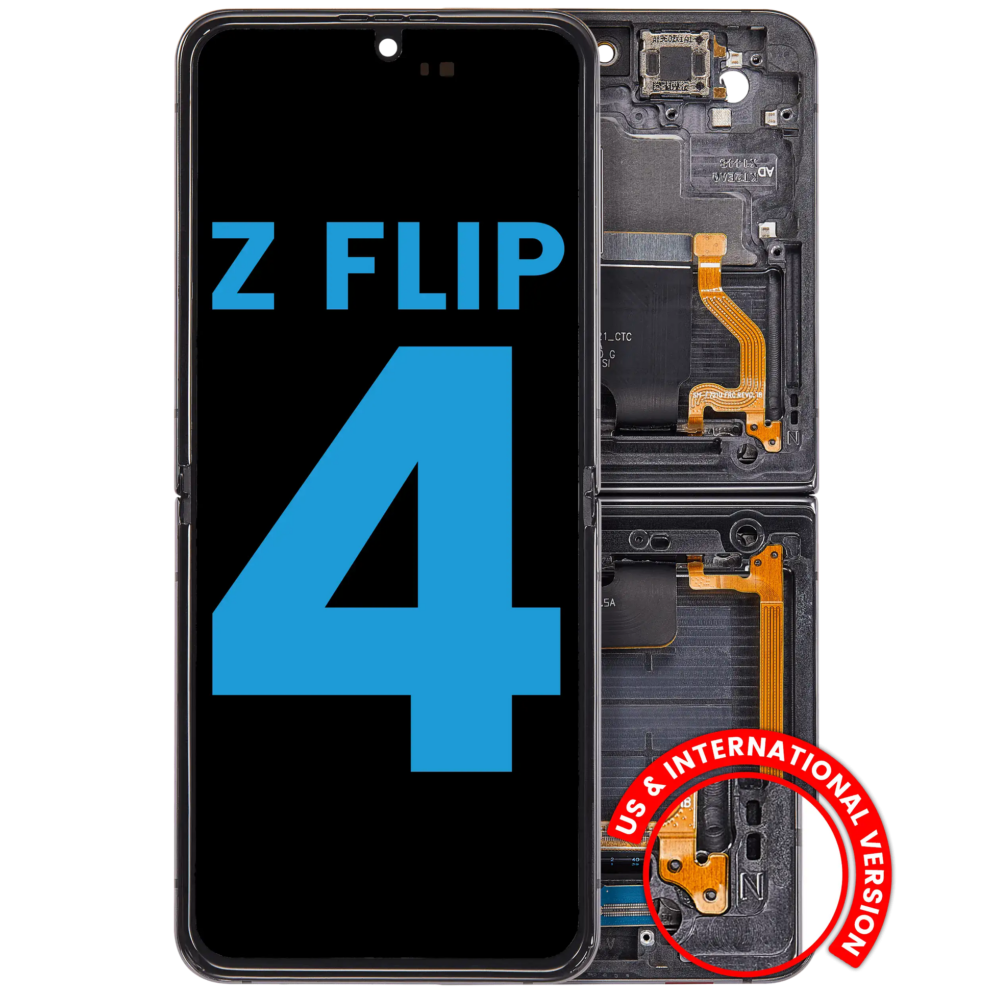 Buy Inner OLED Assembly With Frame Compatible For Samsung Galaxy Z Flip 4 5G (F721) (US & International Version) (Aftermarket) (Graphite) - High Quality Replacement Part - View 1 | TechDrip Canada