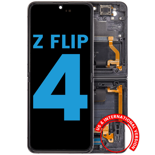 Buy Inner OLED Assembly With Frame Compatible For Samsung Galaxy Z Flip 4 5G (F721) (US & International Version) (Aftermarket) (Graphite) - High Quality Replacement Part - View 1 | TechDrip Canada