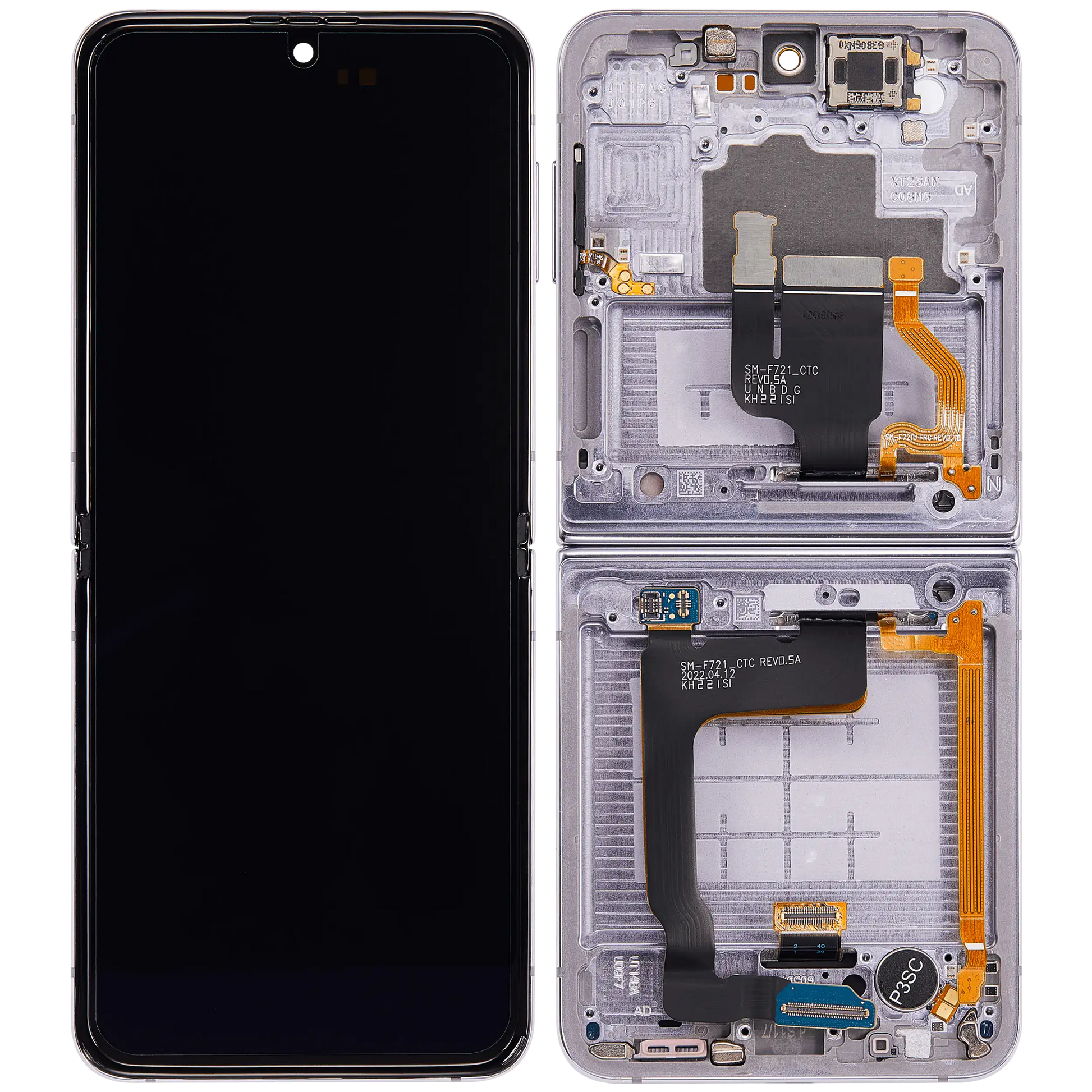 Buy Inner OLED Assembly With Frame Compatible For Samsung Galaxy Z Flip 4 5G (F721) (US & International Version) (Aftermarket) (Bora Purple) - High Quality Replacement Part - View 7 | TechDrip Canada