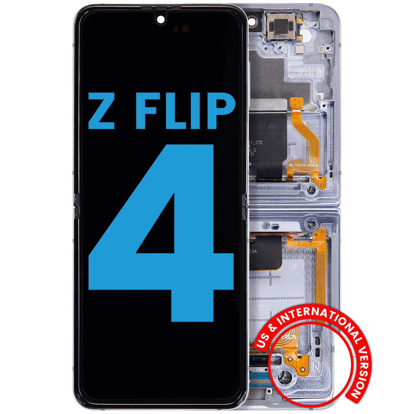 Buy Inner OLED Assembly With Frame Compatible For Samsung Galaxy Z Flip 4 5G (F721) (US & International Version) (Aftermarket) (Blue) - High Quality Replacement Part - View 1 | TechDrip Canada