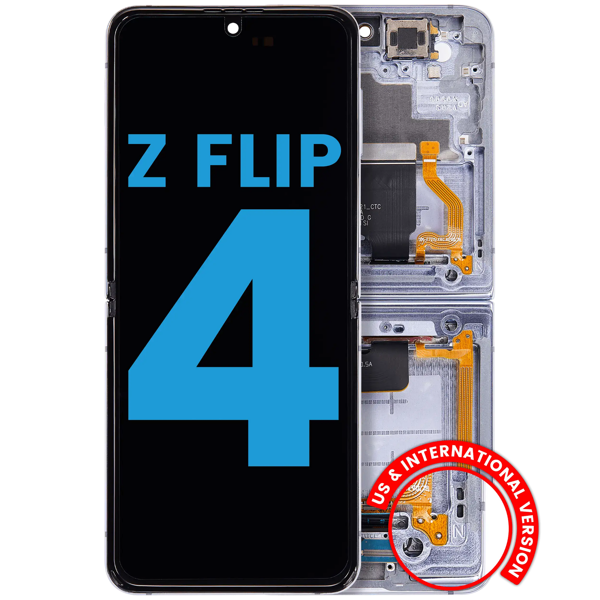 Buy Inner OLED Assembly With Frame Compatible For Samsung Galaxy Z Flip 4 5G (F721) (US & International Version) (Aftermarket) (Blue) - High Quality Replacement Part - View 1 | TechDrip Canada