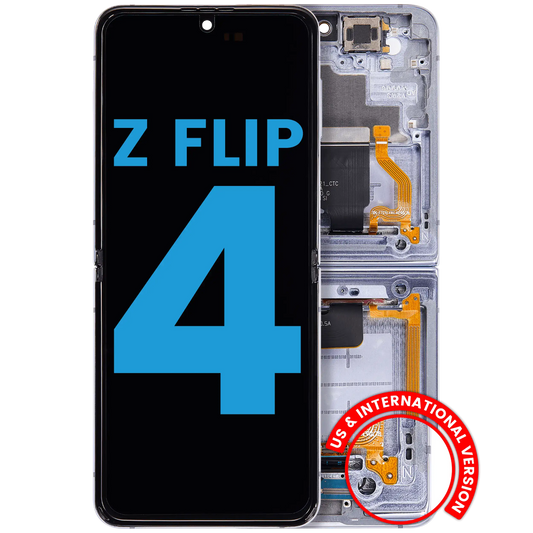 Buy Inner OLED Assembly With Frame Compatible For Samsung Galaxy Z Flip 4 5G (F721) (US & International Version) (Aftermarket) (Blue) - High Quality Replacement Part - View 1 | TechDrip Canada