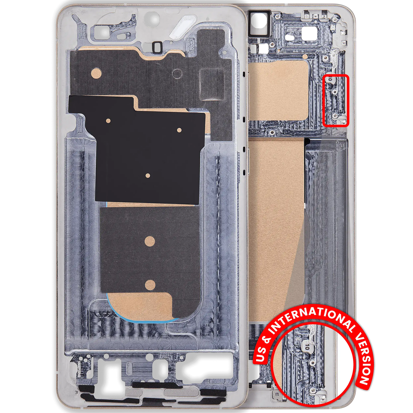 Mid-Frame Housing Compatible For Samsung Galaxy S25 Edge 5G (US & International Version) (Titanium Icyblue / Titanium Silver)