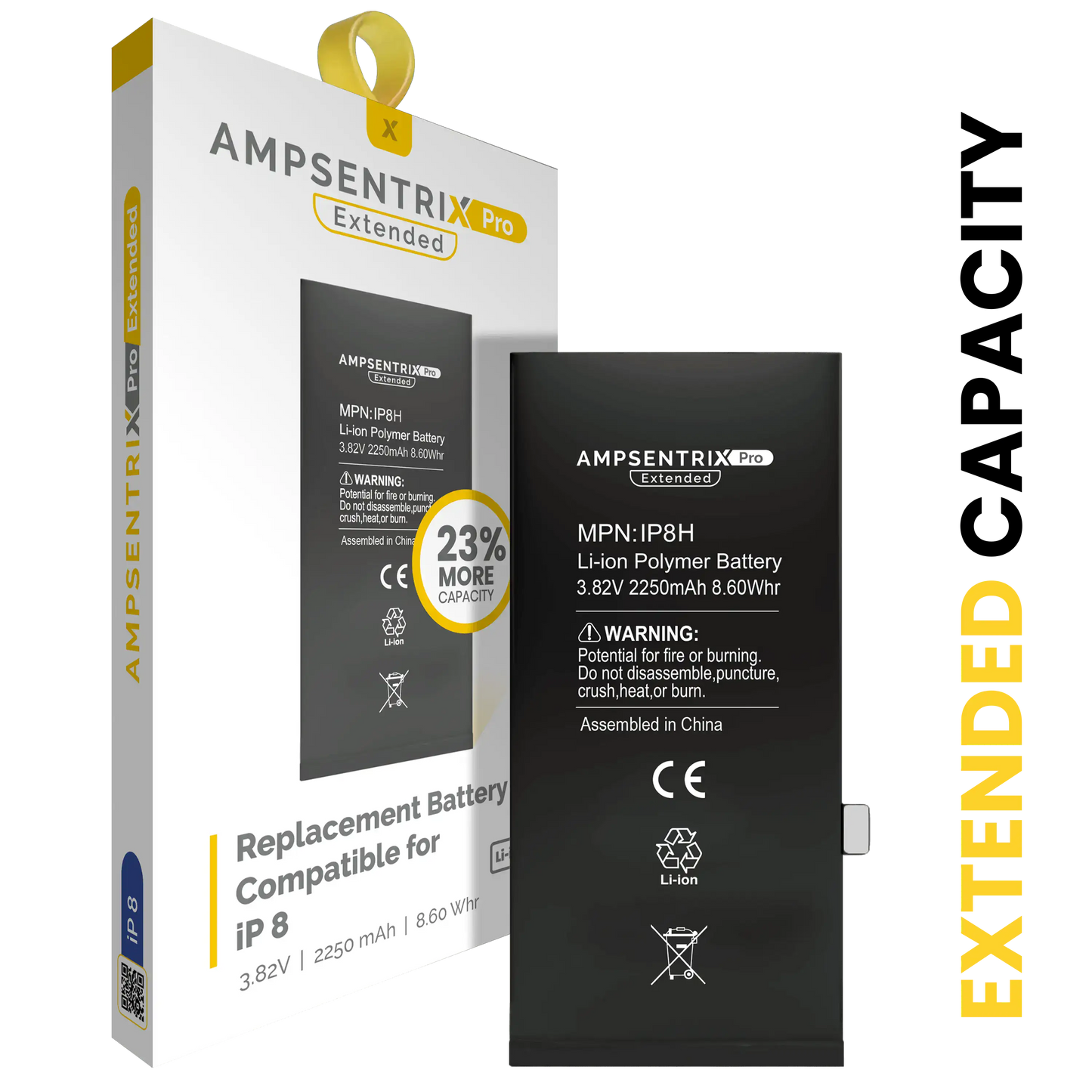 Replacement Battery For iPhone 8 (AmpSentrix Pro Extended)