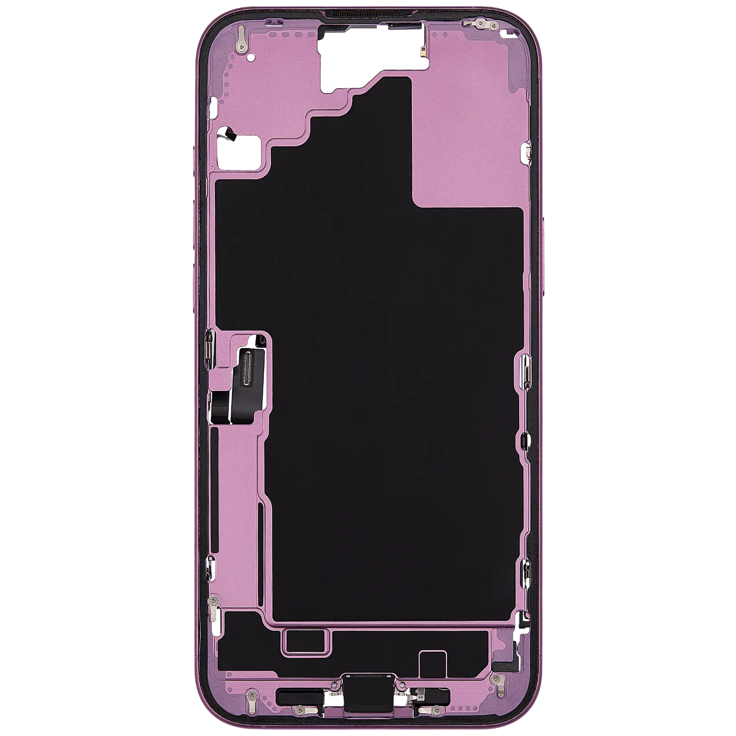 Mid-Frame Housing W/ Charging Port Flex & Small Parts For iPhone 16 Plus (US Version) (Used OEM Pull: Grade A) (Pink)