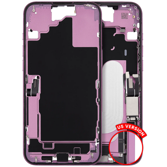 Mid-Frame Housing W/ Charging Port Flex & Small Parts For iPhone 16 Plus (US Version) (Used OEM Pull: Grade A) (Pink)