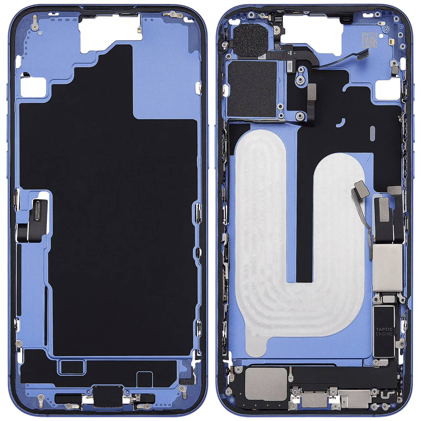 Mid-Frame Housing W/ Charging Port Flex & Small Parts For iPhone 16 Plus (US Version) (Used OEM Pull: Grade A) (Ultramarine)