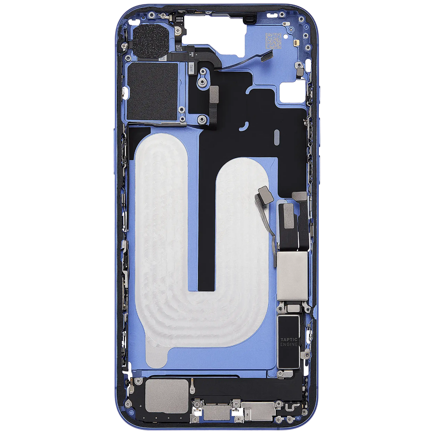 Mid-Frame Housing W/ Charging Port Flex & Small Parts For iPhone 16 Plus (US Version) (Used OEM Pull: Grade A) (Ultramarine)