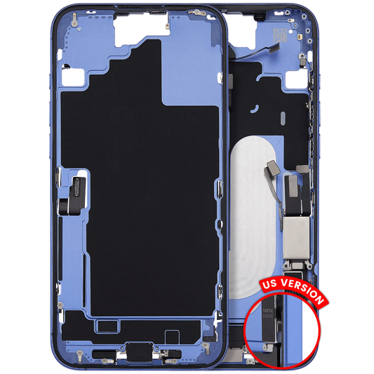Mid-Frame Housing W/ Charging Port Flex & Small Parts For iPhone 16 Plus (US Version) (Used OEM Pull: Grade B) (Ultramarine)