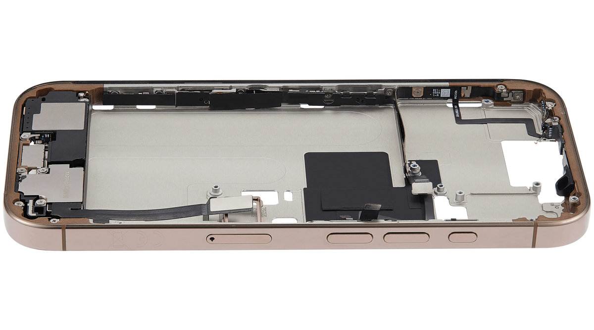 Mid-Frame Housing W/ Charging Port Flex & Small Parts For iPhone 16 Pro (EU / Global Version) (Used OEM Pull: Grade A) (Desert Titanium) — product photo 5
