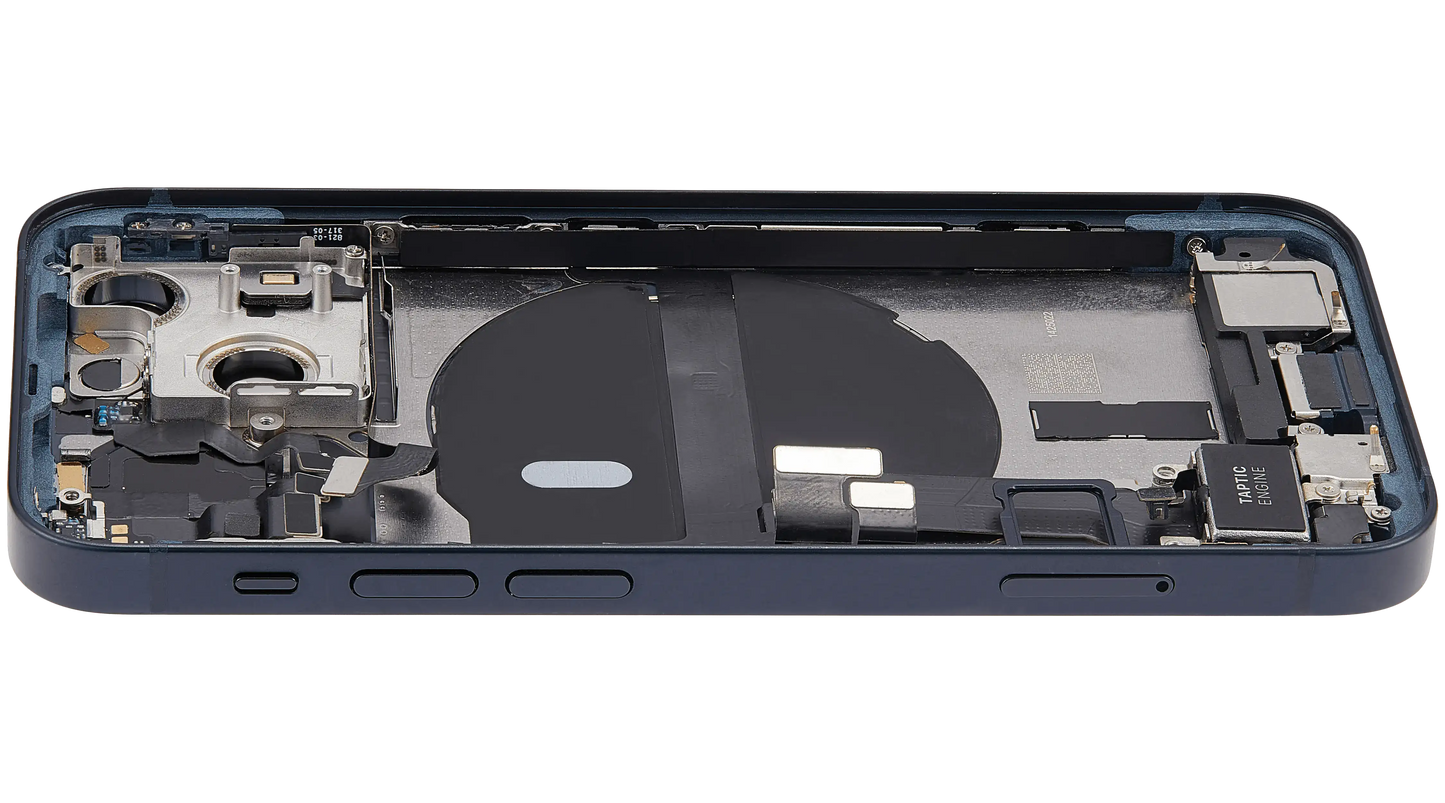 Back Housing W/ Charging Port Flex & Small Parts For iPhone 13 Mini (EU / Global Version) (Used OEM Pull: Grade B) (Blue)