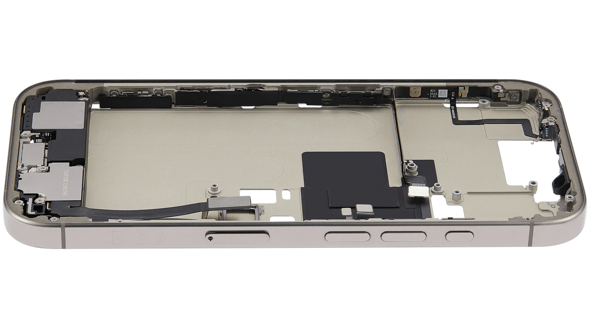 Mid-Frame Housing W/ Charging Port Flex & Small Parts For iPhone 16 Pro (EU / Global Version) (Used OEM Pull: Grade A) (Natural Titanium) — product photo 5