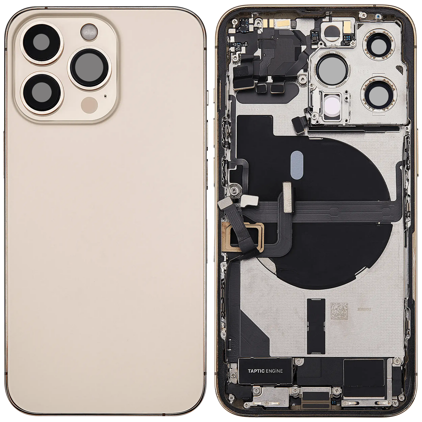 Back Housing W/ Charging Port Flex & Small Parts For iPhone 13 Pro (EU / Global Version) (Used OEM Pull: Grade A) (Gold)