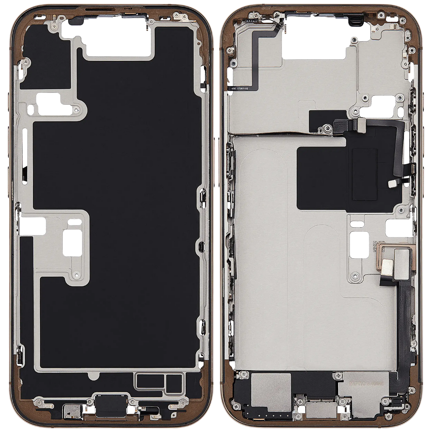 Mid-Frame Housing W/ Charging Port Flex & Small Parts For iPhone 16 Pro (EU / Global Version) (Used OEM Pull: Grade C) (Desert Titanium)