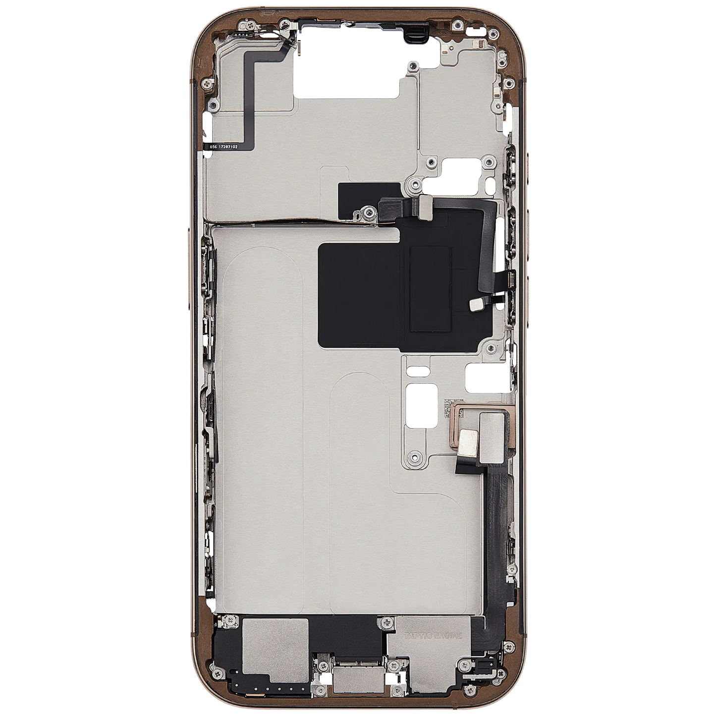 Mid-Frame Housing W/ Charging Port Flex & Small Parts For iPhone 16 Pro (EU / Global Version) (Used OEM Pull: Grade B) (Desert Titanium)