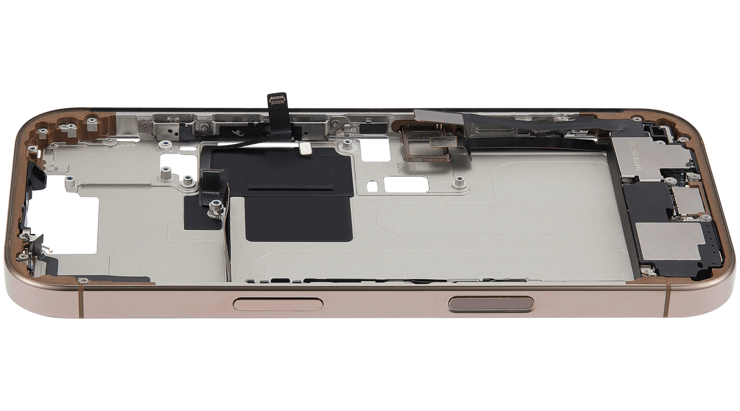 Mid-Frame Housing W/ Small Parts For iPhone 16 Pro (EU / Global Version) (Used OEM Pull: Grade B) (Desert Titanium)