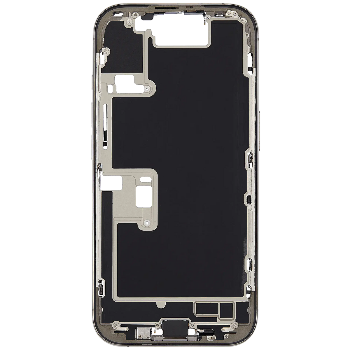 Mid-Frame Housing W/ Charging Port Flex & Small Parts For iPhone 16 Pro (EU / Global Version) (Used OEM Pull: Grade B) (Natural Titanium) — product photo 2