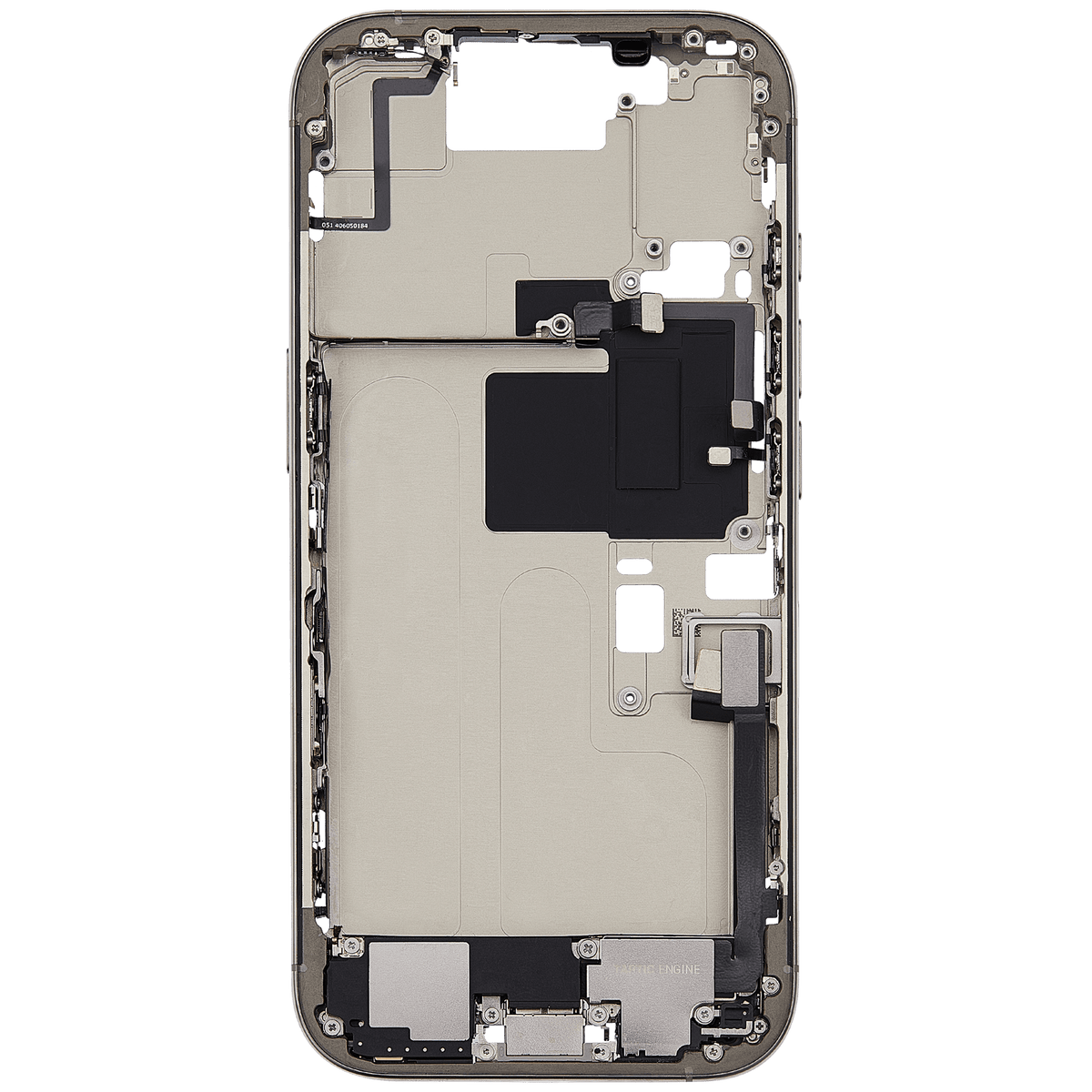 Mid-Frame Housing W/ Charging Port Flex & Small Parts For iPhone 16 Pro (EU / Global Version) (Used OEM Pull: Grade B) (Natural Titanium) — product photo 3
