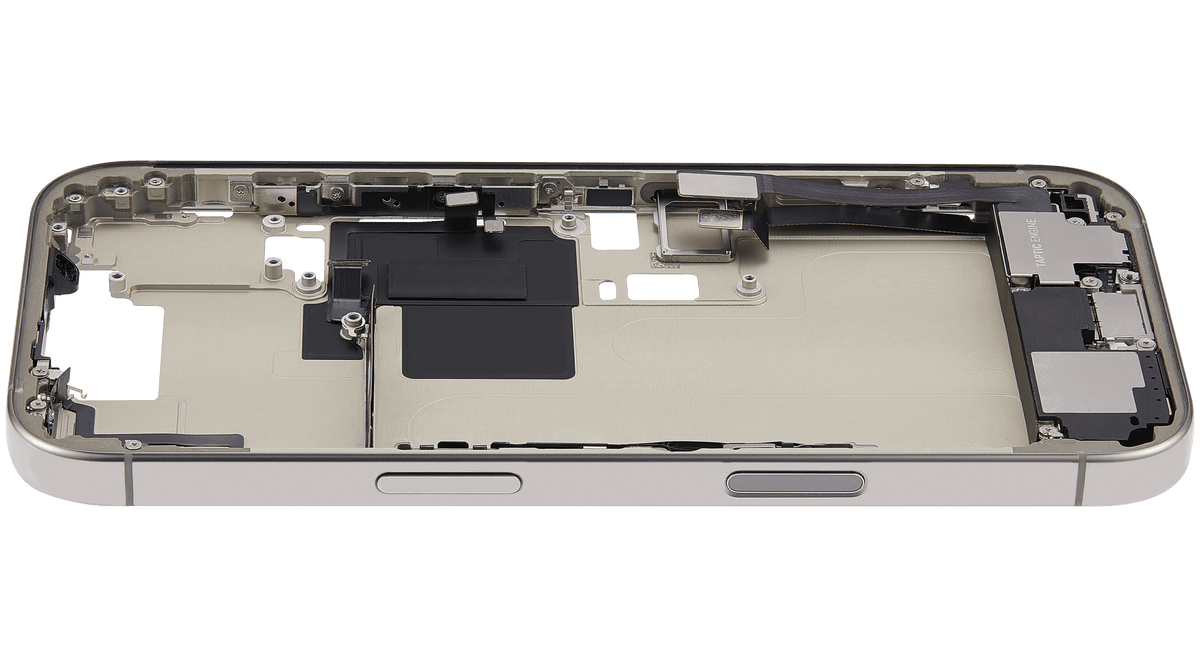 Mid-Frame Housing W/ Charging Port Flex & Small Parts For iPhone 16 Pro (EU / Global Version) (Used OEM Pull: Grade B) (Natural Titanium) — product photo 4