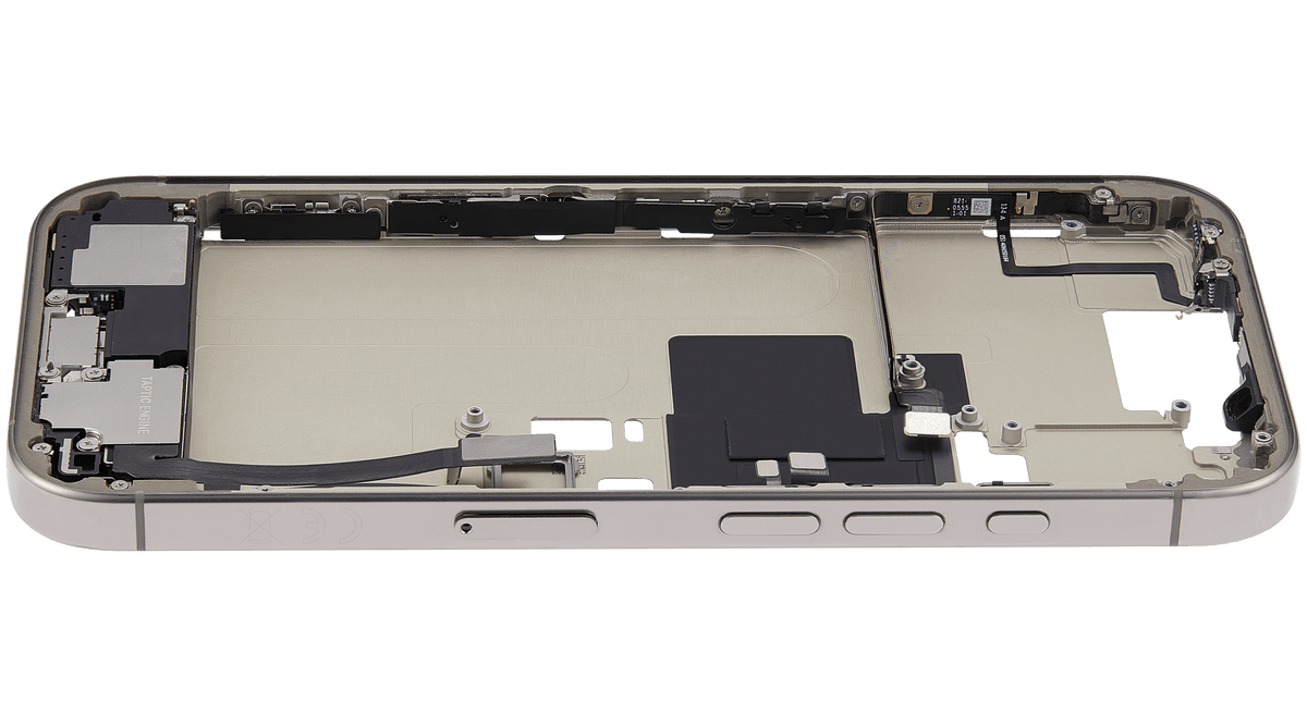 Mid-Frame Housing W/ Charging Port Flex & Small Parts For iPhone 16 Pro (EU / Global Version) (Used OEM Pull: Grade B) (Natural Titanium) — product photo 5