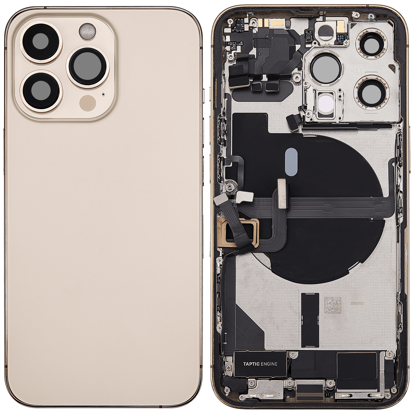 Back Housing W/ Charging Port Flex & Small Parts For iPhone 13 Pro (EU / Global Version) (Used OEM Pull: Grade C) (Gold)