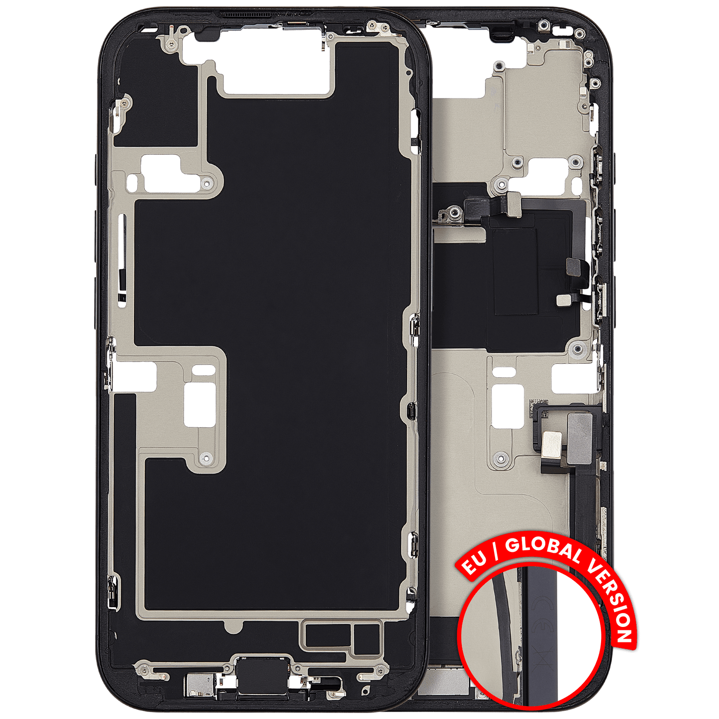 Mid-Frame Housing W/ Small Parts For iPhone 16 Pro (EU / Global Version) (Used OEM Pull: Grade C) (Black Titanium)