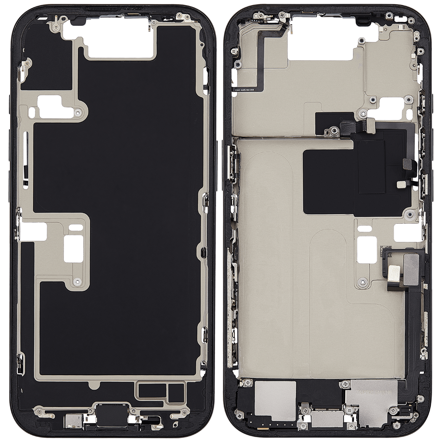 Mid-Frame Housing W/ Small Parts For iPhone 16 Pro (EU / Global Version) (Used OEM Pull: Grade B) (Black Titanium)