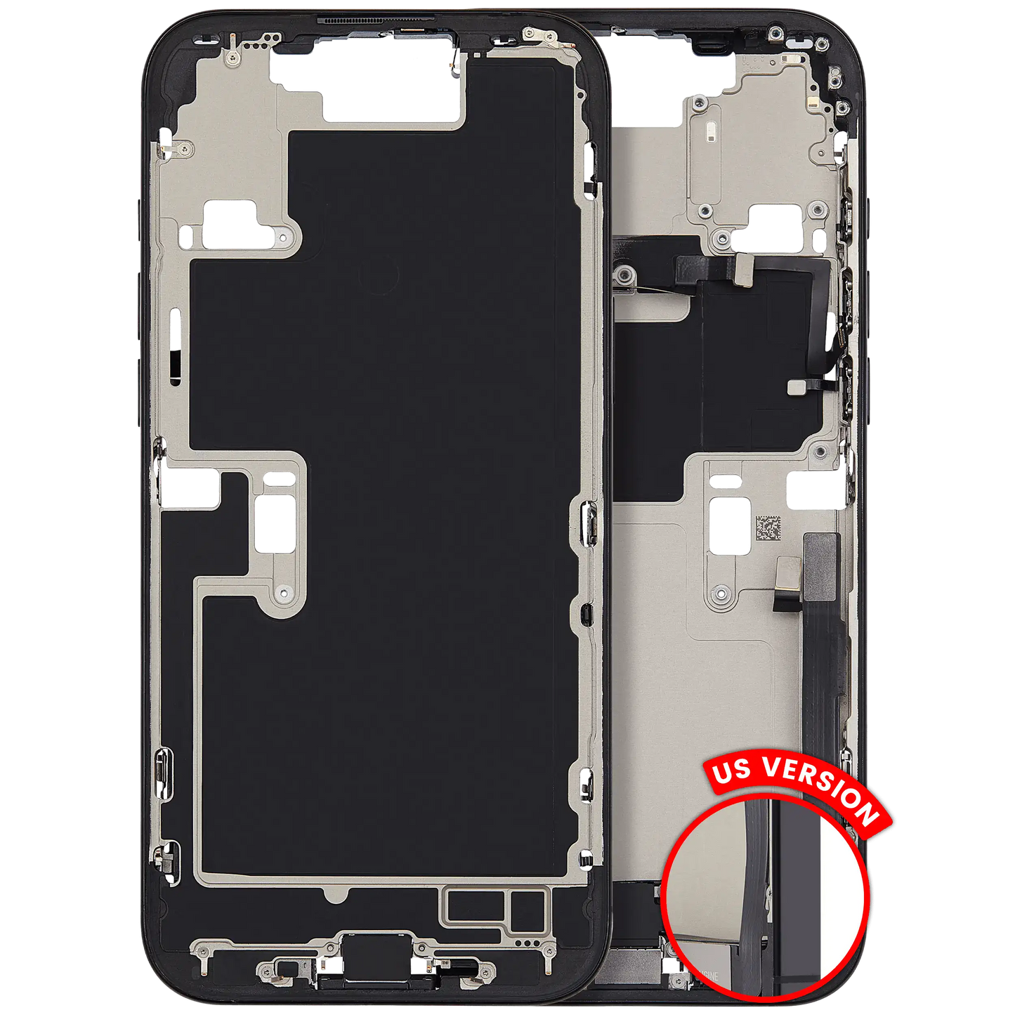 Mid-Frame Housing W/ Charging Port Flex & Small Parts For iPhone 16 Pro Max (EU / Global Version) (Used OEM Pull: Grade B) (Black Titanium)