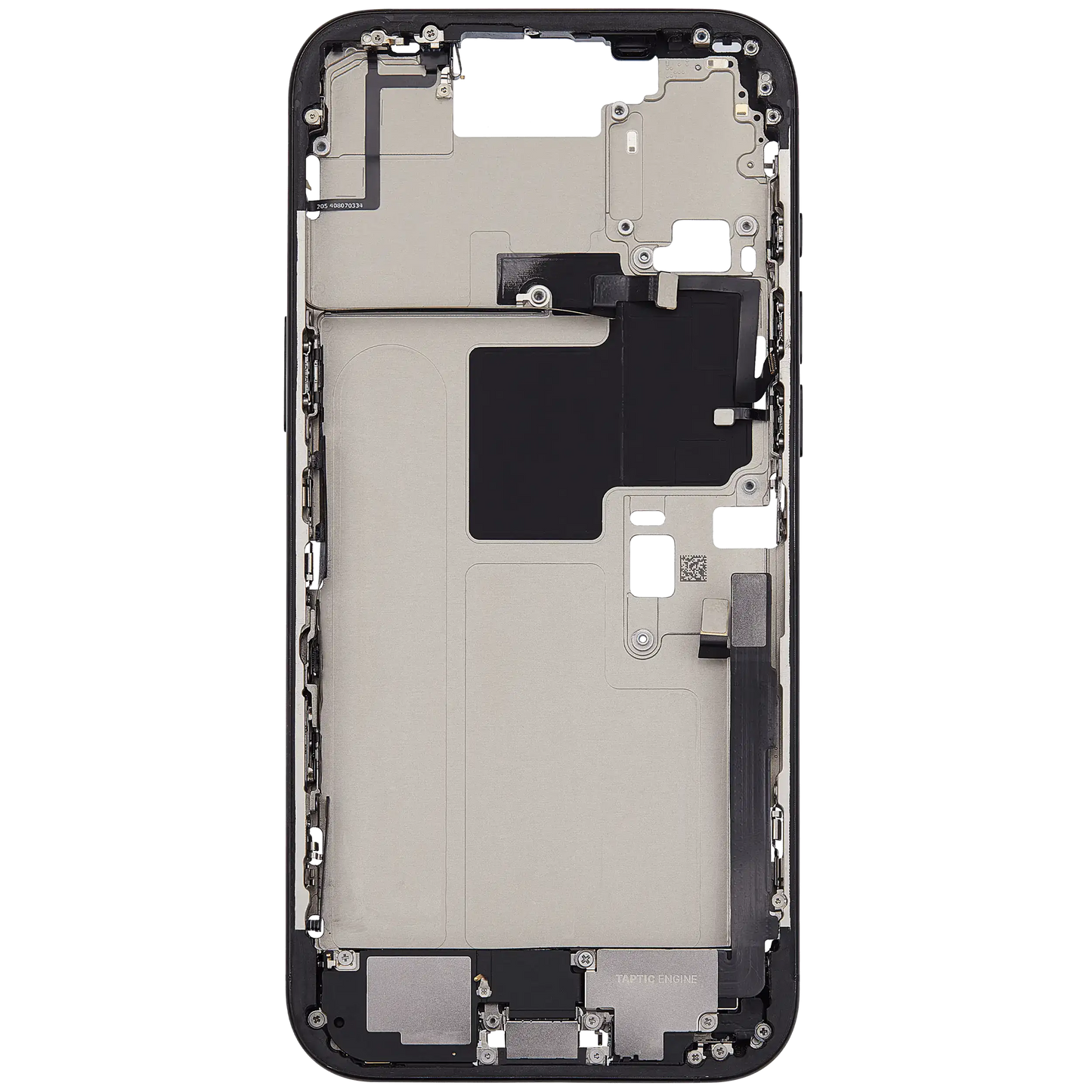 Mid-Frame Housing W/ Charging Port Flex & Small Parts For iPhone 16 Pro Max (US Version) (Used OEM Pull: Grade A) (Black Titanium)