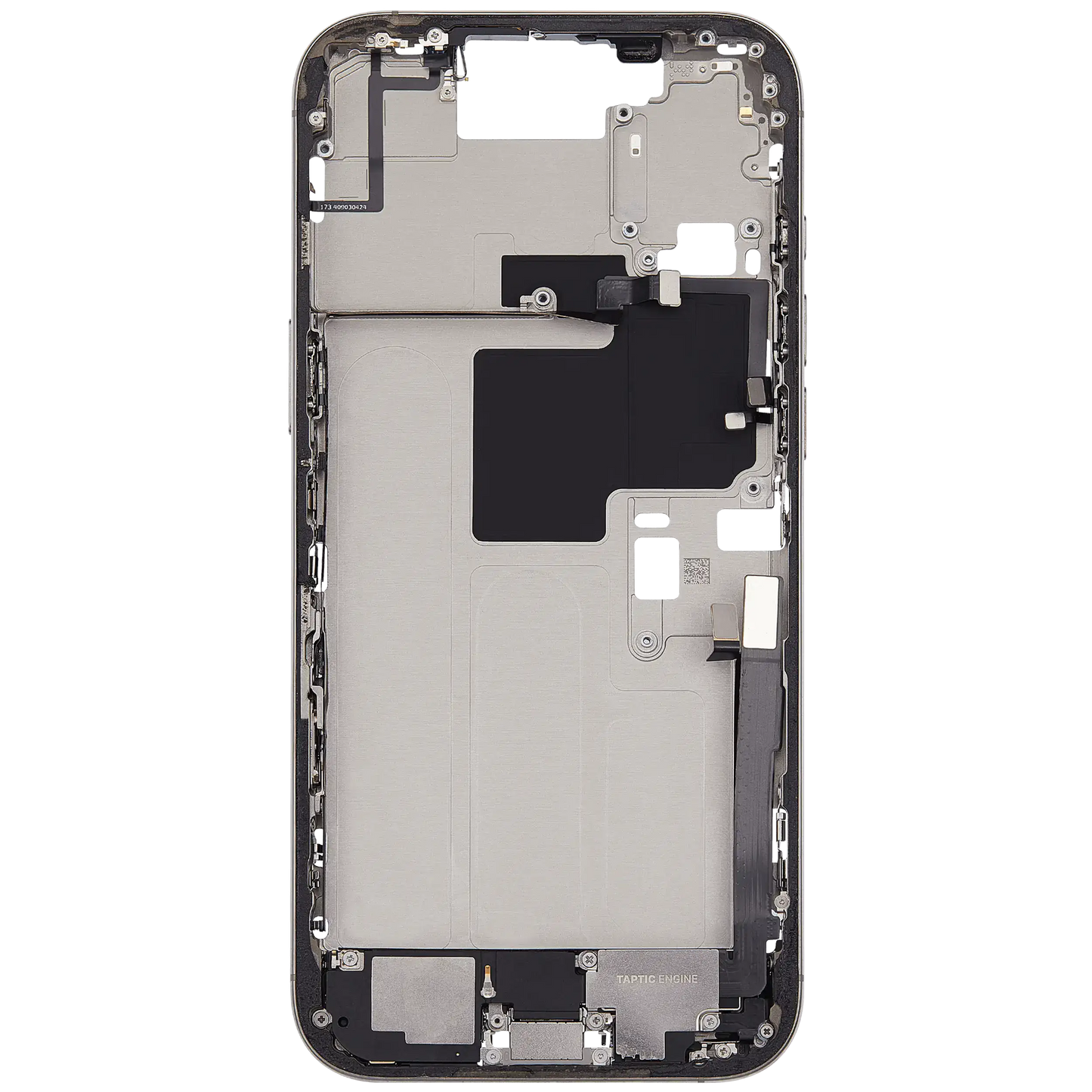 Mid-Frame Housing W/ Charging Port Flex & Small Parts For iPhone 16 Pro Max (US Version) (Used OEM Pull: Grade A) (Natural Titanium)