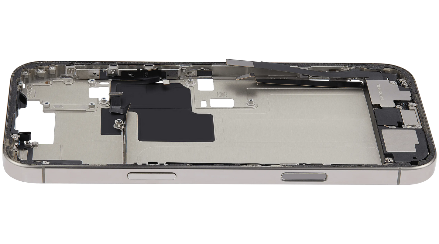 Mid-Frame Housing W/ Small Parts For iPhone 16 Pro Max (US Version) (Used OEM Pull: Grade A) (Natural Titanium)