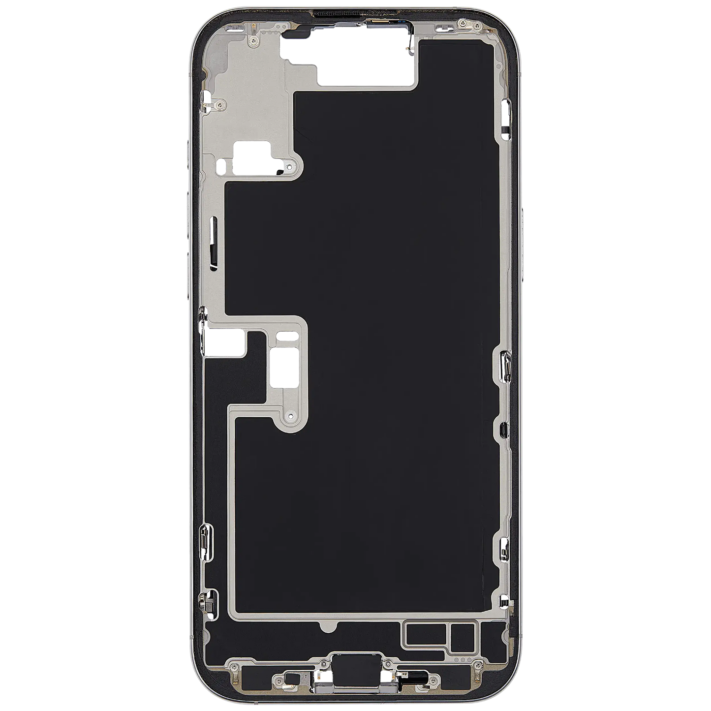 Mid-Frame Housing W/ Charging Port Flex & Small Parts For iPhone 16 Pro Max (US Version) (Used OEM Pull: Grade B) (White Titanium)