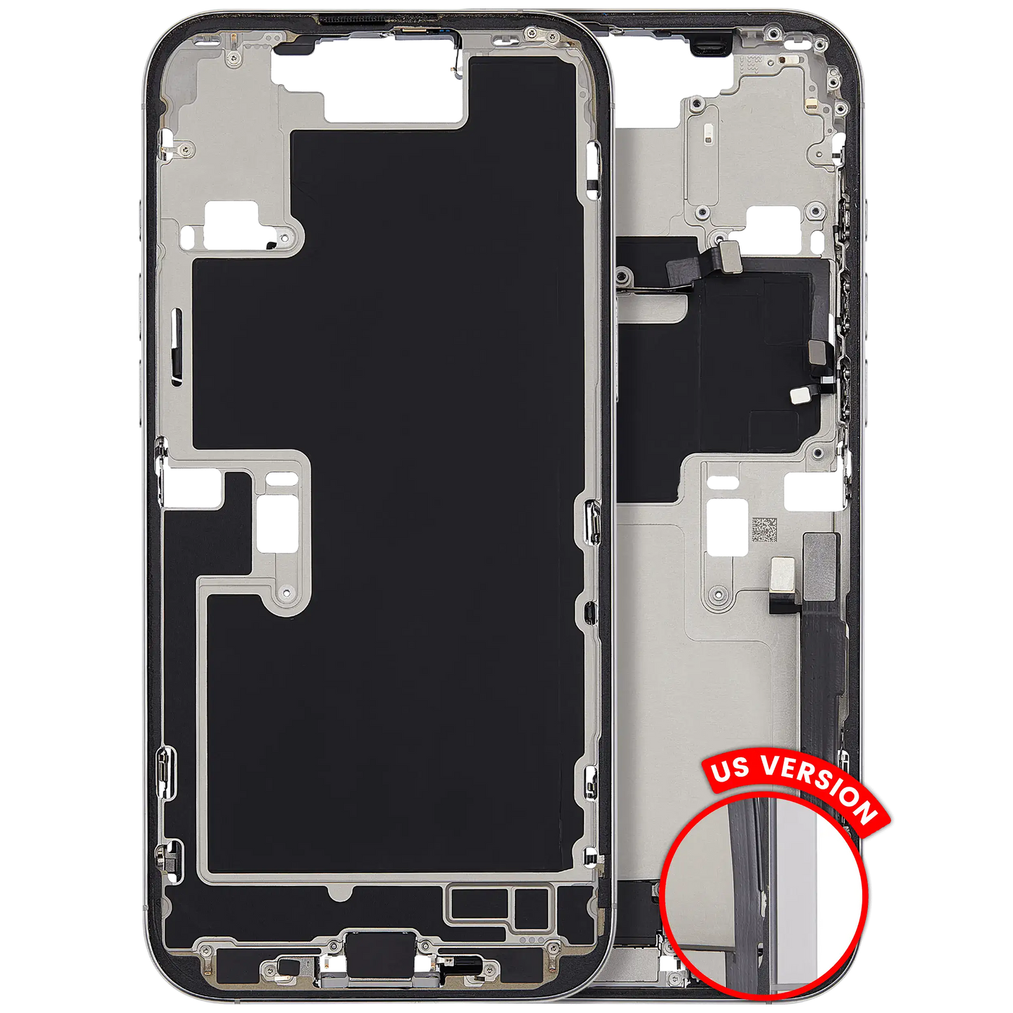 Mid-Frame Housing W/ Charging Port Flex & Small Parts For iPhone 16 Pro Max (US Version) (Used OEM Pull: Grade B) (White Titanium)