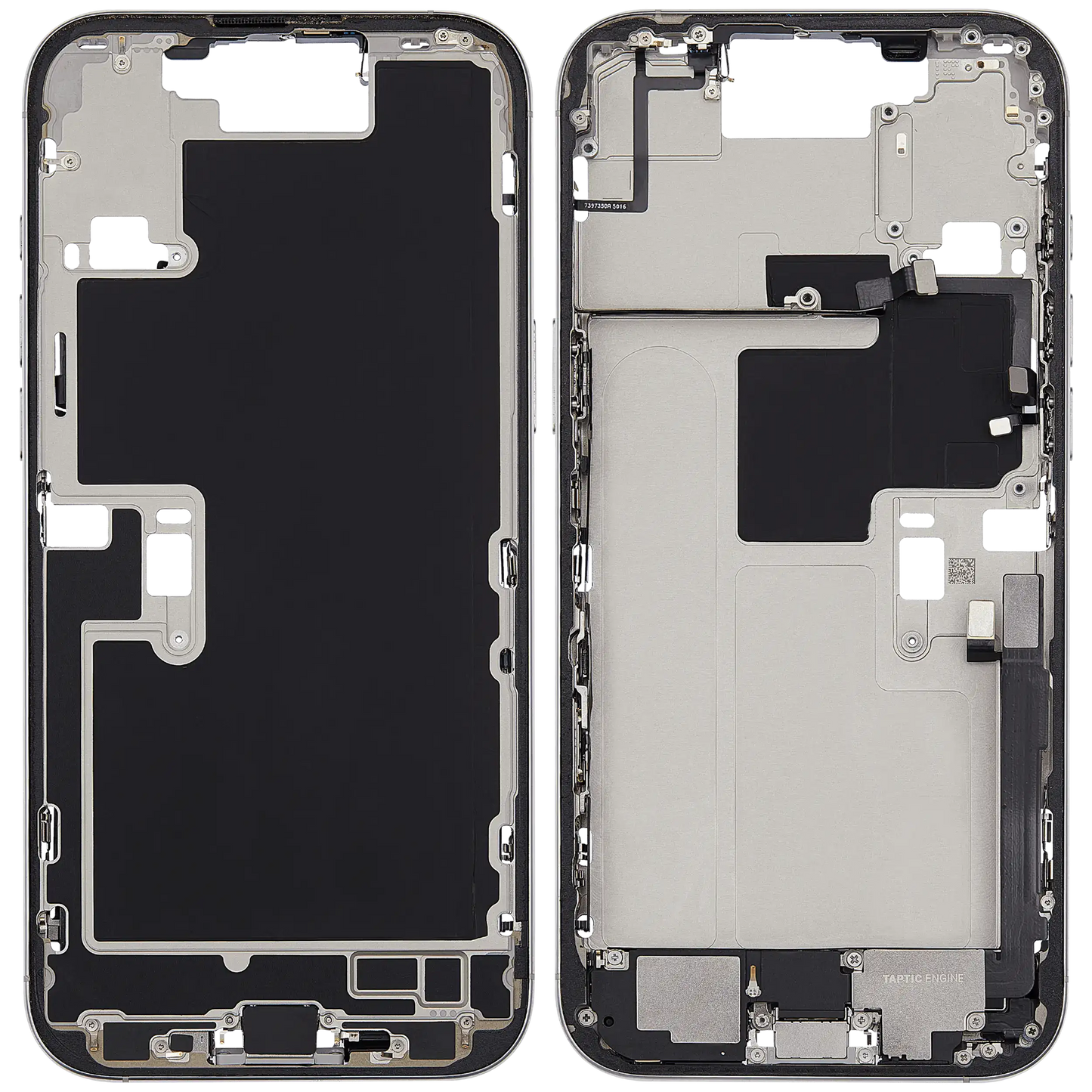 Mid-Frame Housing W/ Charging Port Flex & Small Parts For iPhone 16 Pro Max (US Version) (Used OEM Pull: Grade B) (White Titanium)