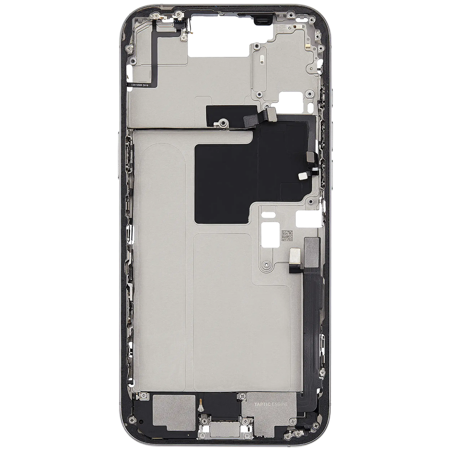 Mid-Frame Housing W/ Charging Port Flex & Small Parts For iPhone 16 Pro Max (US Version) (Used OEM Pull: Grade B) (White Titanium)