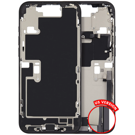 Mid-Frame Housing W/ Charging Port Flex & Small Parts For iPhone 16 Pro Max (US Version) (Used OEM Pull: Grade B) (Black Titanium)