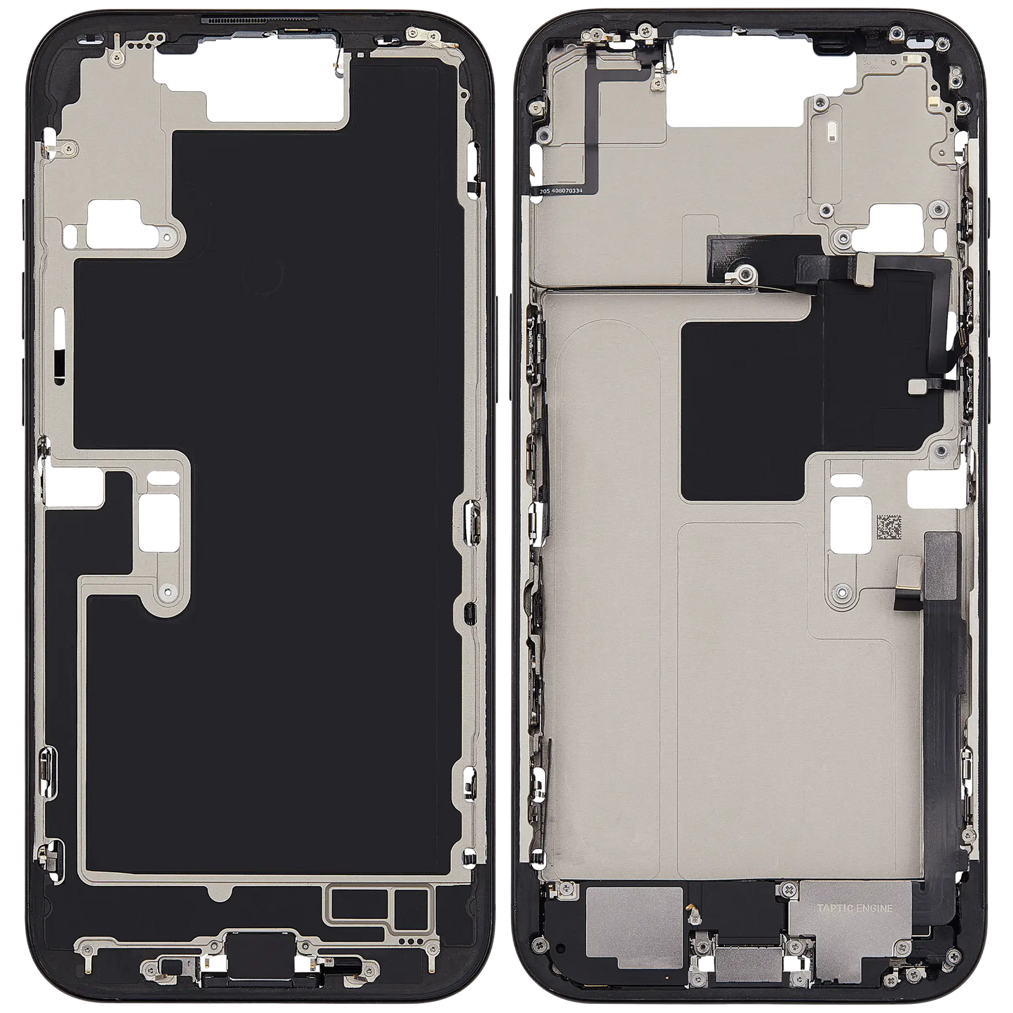 Mid-Frame Housing W/ Charging Port Flex & Small Parts For iPhone 16 Pro Max (US Version) (Used OEM Pull: Grade B) (Black Titanium)