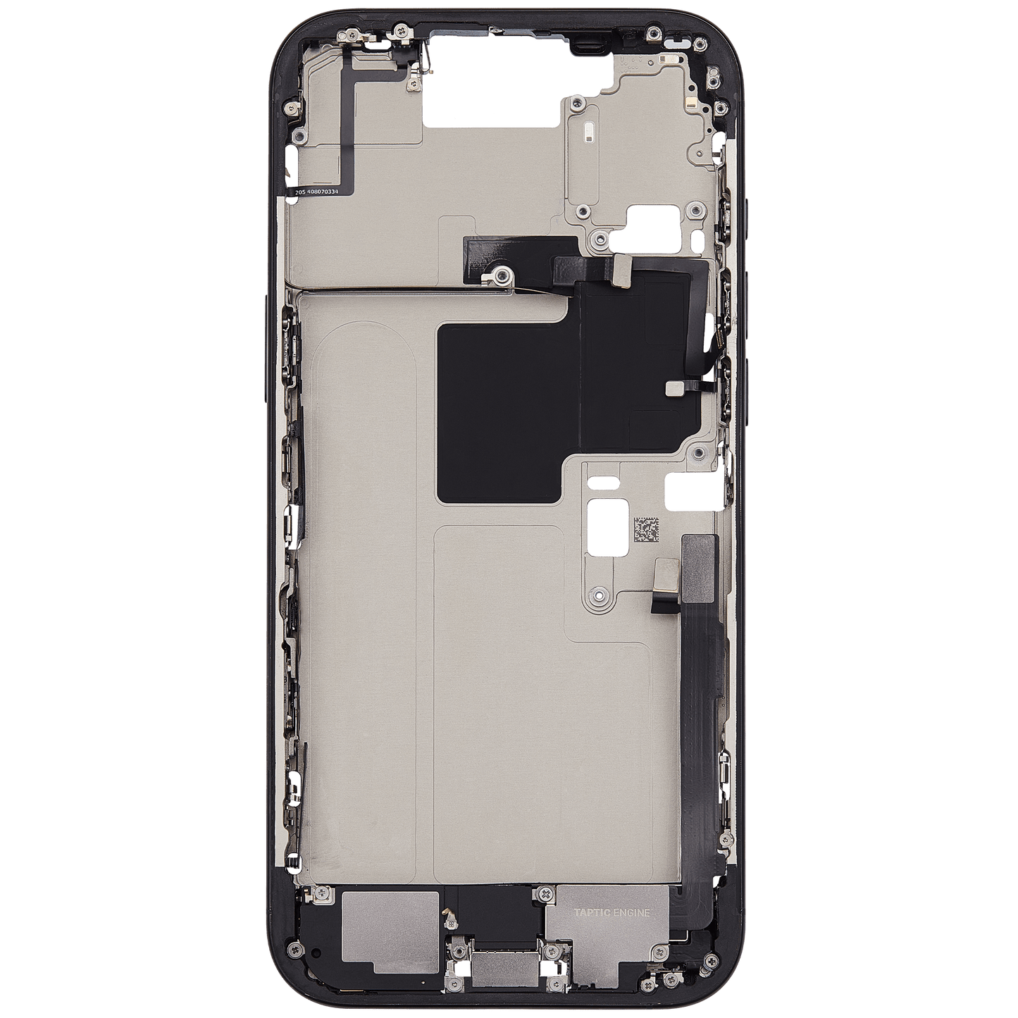 Mid-Frame Housing W/ Charging Port Flex & Small Parts For iPhone 16 Pro Max (US Version) (Used OEM Pull: Grade C) (Black Titanium)