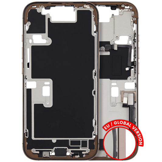 Mid-Frame Housing W/ Charging Port Flex & Small Parts For iPhone 16 Pro (EU / Global Version) (Used OEM Pull: Grade C) (Desert Titanium) — product photo 1