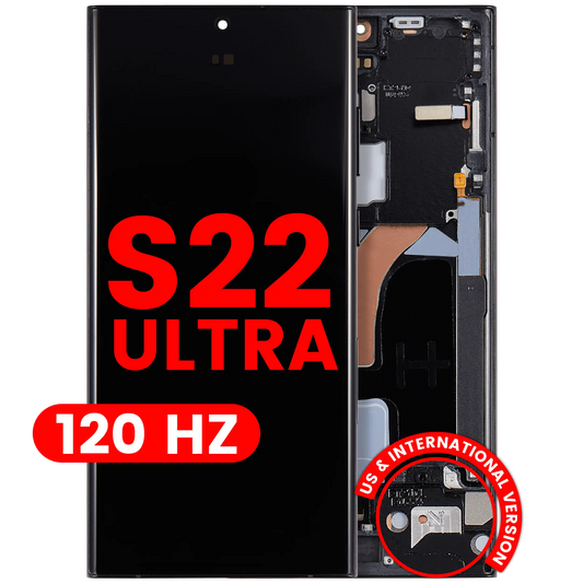 OLED Assembly With Frame For Samsung Galaxy S22 Ultra 5G (US & International Version) (Aftermarket Pro) (120Hz) (Graphite / Sky Blue / Red)