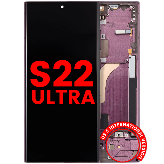 OLED Assembly With Frame For Samsung Galaxy S22 Ultra 5G (US & International Version) (Aftermarket Plus) (Burgundy)