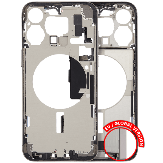 Mid-Frame Housing W/ Charging Port Flex & Small Parts For iPhone 15 Pro Max (EU / Global Version) (Used OEM Pull: Grade A) (Natural Titanium)