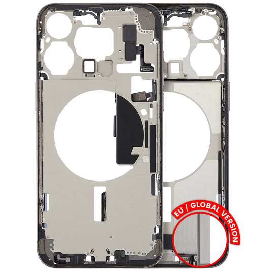 Mid-Frame Housing W/ Charging Port Flex & Small Parts For iPhone 15 Pro Max (EU / Global Version) (Used OEM Pull: Grade C) (Natural Titanium)